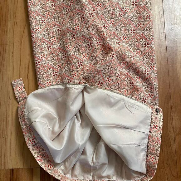 Vintage 70s‎ Handmade Pink Geometric Print Pencil Skirt Retro Size S (26" waist) - Picture 7 of 7